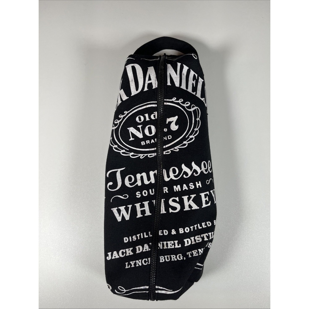 Jack Daniels Whiskey Old No 7 Black Canvas Zipper Toiletry Kit Bag Travel Tote